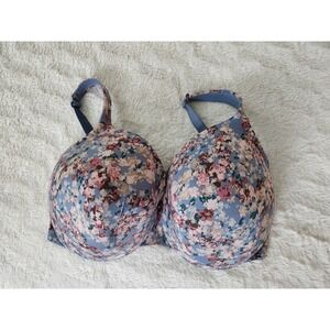 Cacique Lane Bryant Bra 40H Lightly Lined Full Coverage Underwire Floral Blue